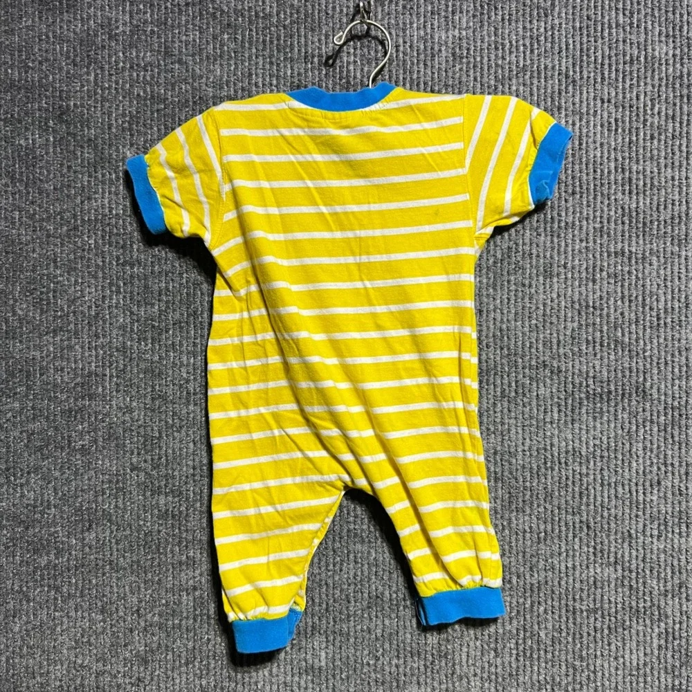 Vintage The Disney Store Tigger Romper Kids 12M Yellow Striped Embroidered Snaps